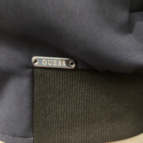 GUESS Los Angeles Made in Italy Track Bomber Jacket – Navy, Red & White Chevron - Picture 2 of 13